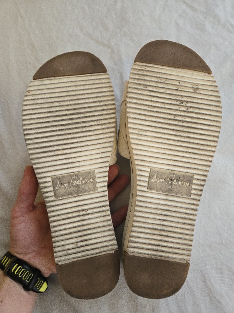 Sam Edelman Adaley Slide Sandal Ivory Woven Strap Open-Toe HAL3 - Picture 8 of 9